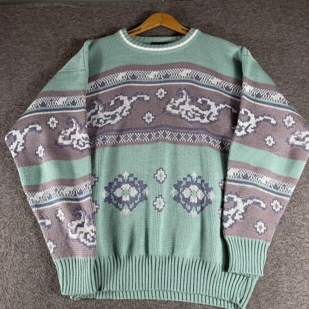 Women's 90s Sweater Knit Pullover Towncraft Size L USA Made Ski Grandmacore